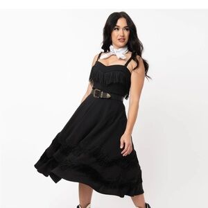 Unique Vintage Western Fringe Girlie Swing Dress
